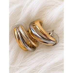 Classic Two-Tone Gold & Silver Twist Hoop Earrings
